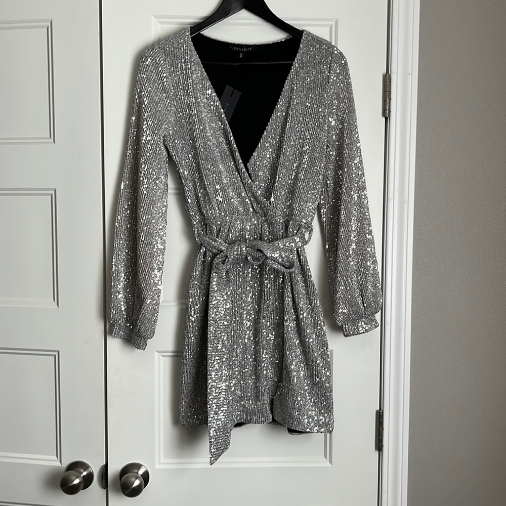 Dynamite silver sparkle dress